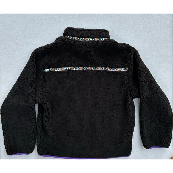 Teddy Fresh Techy Sherpa Jacket fleece zip-up size Large black purple - Picture 2 of 9